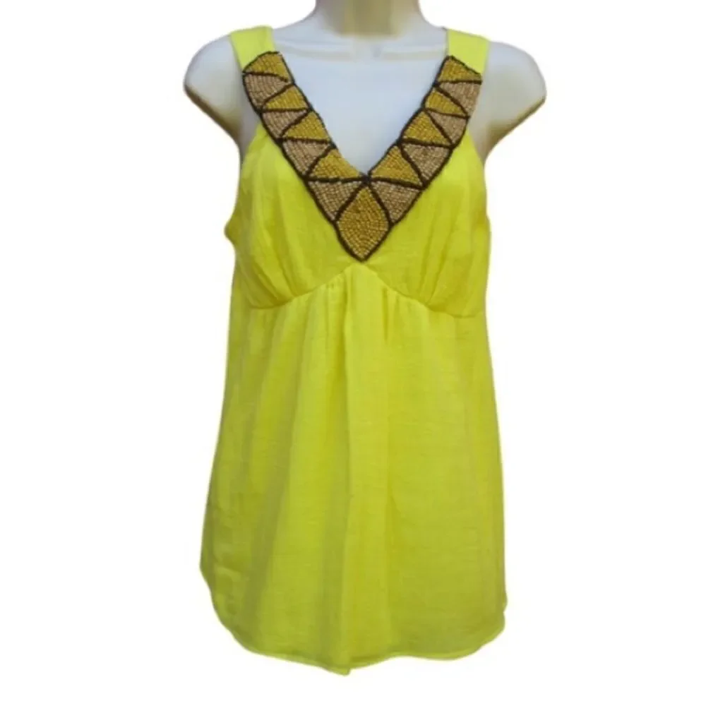 NWT Yellow Beaded Top 